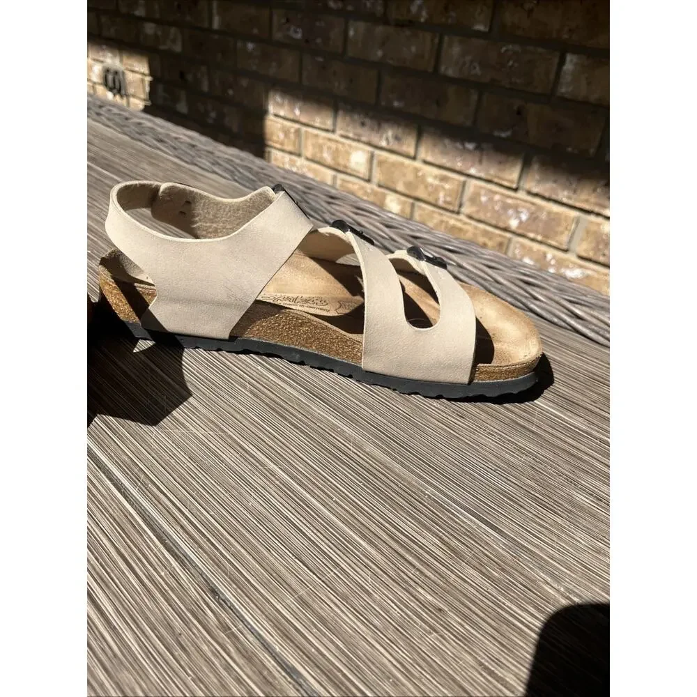 Birkenstock Sandals Womens 40 Strappy White Slip On Open Toe Casual Comfort - Picture 7 of 13